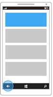 The back button on a Windows 10 mobile device