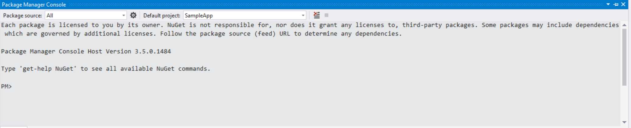 The NuGet Package Manager Console