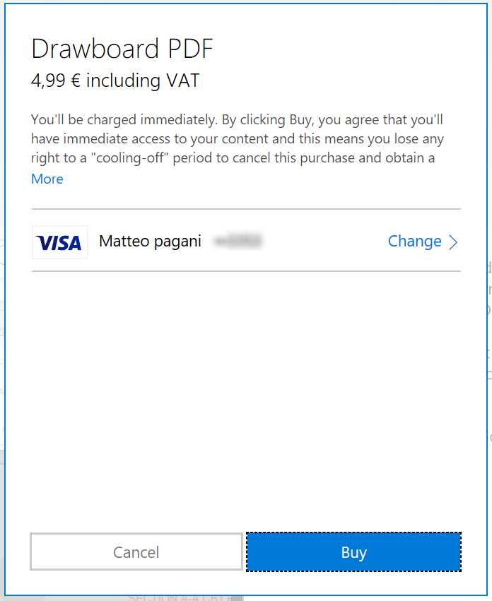 The purchase process handled by the Windows Store