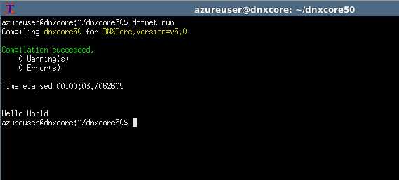 The basic Hello World app running on Ubuntu