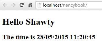 Our browser output showing a view containing our data