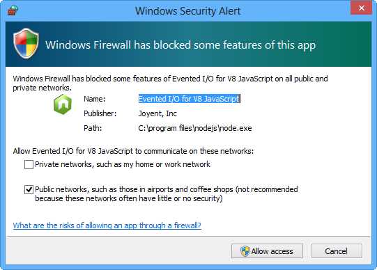 Confirming from Windows Firewall to open a port
