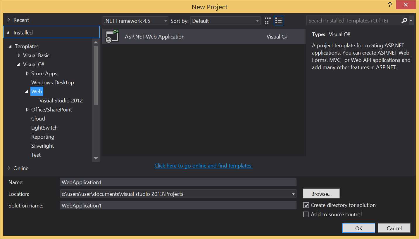 New Project window