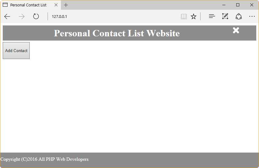 Personal Contact List Website, So Far