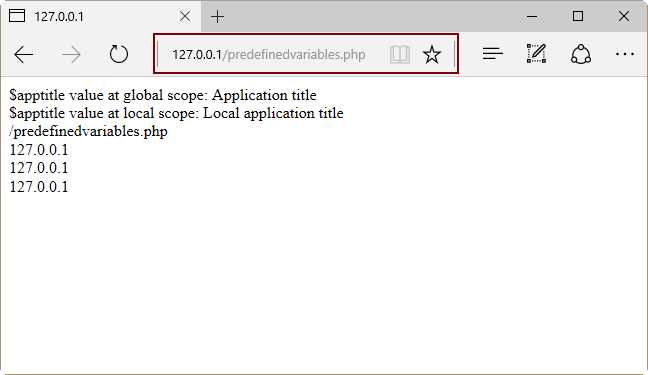 Superglobals Sample Output