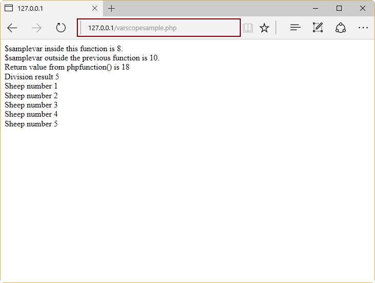 Variables Scope Sample Results