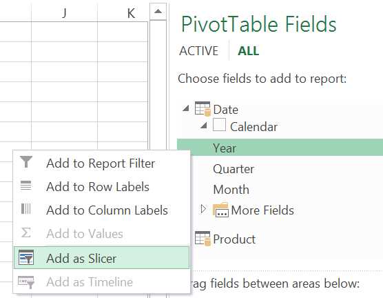 Adding a Slicer to a Pivot Table