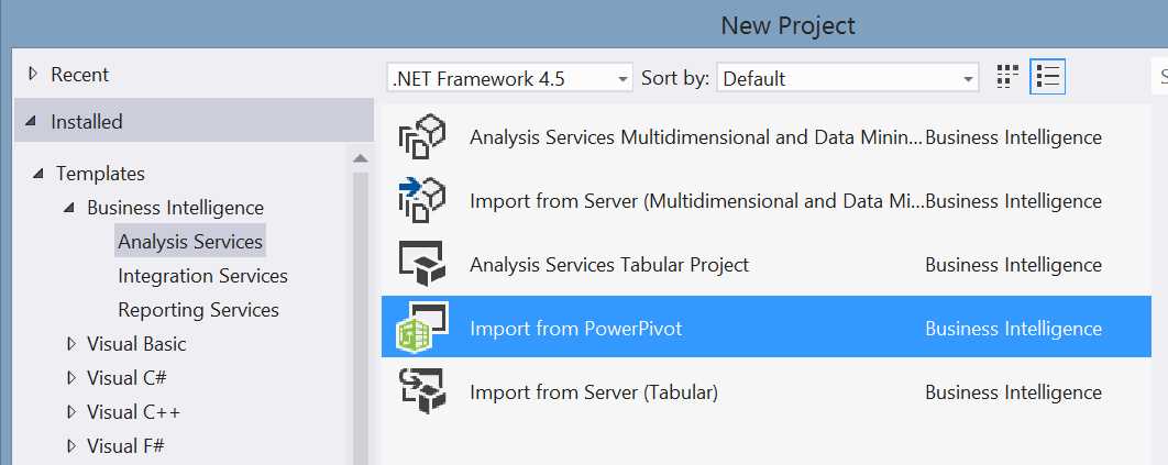 Importing a PowerPivot workbook into Visual Studio