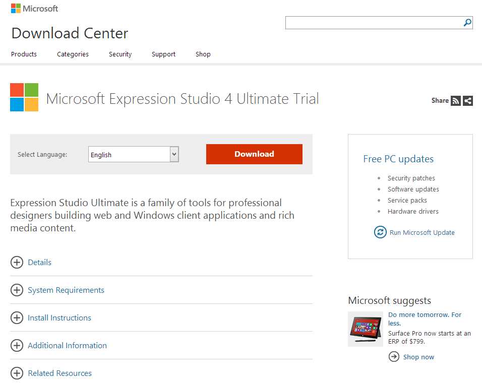 Microsoft Expression Studio 4 Ultimate Trial Site