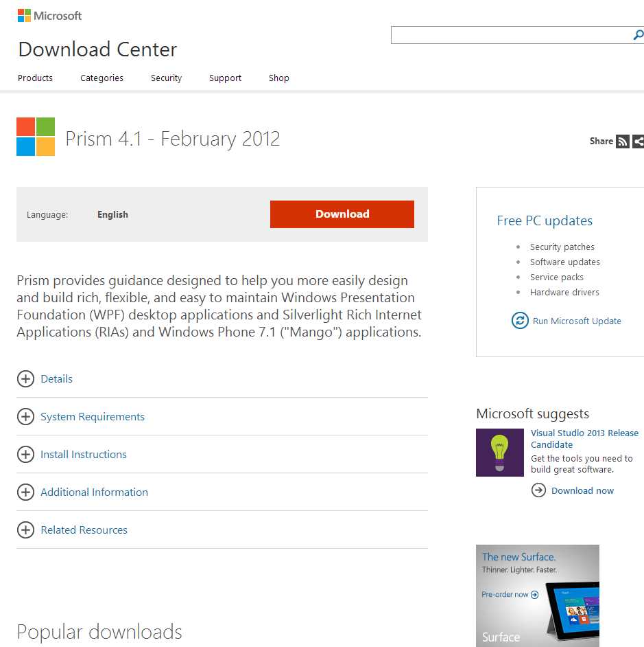 Microsoft Prism 4 Download Site