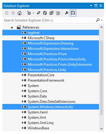The Main project DLL References