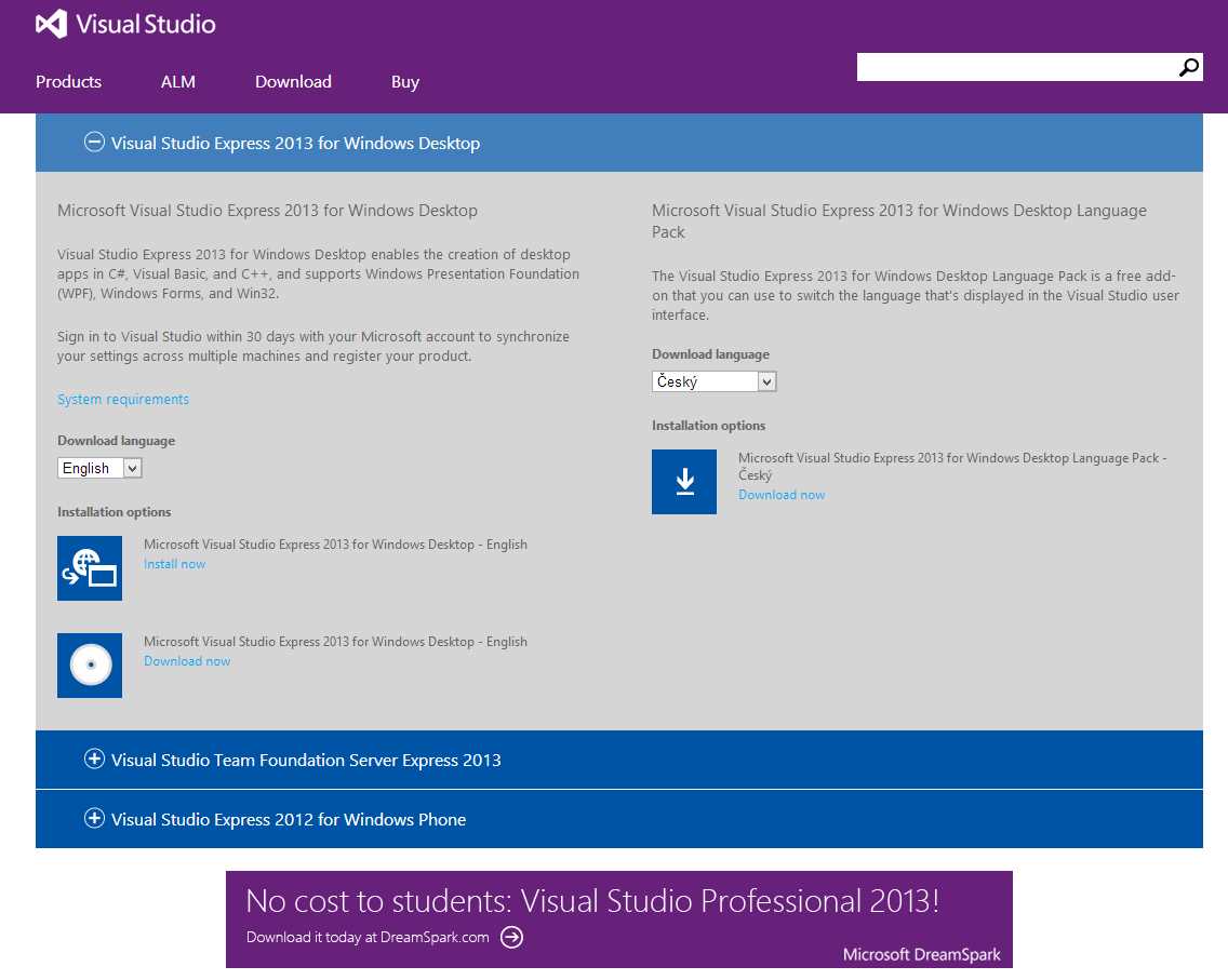 Visual Studio Express 2012 for Windows Desktop Download Site