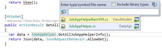 Context-sensitive Go-to everything/type pop-up menu