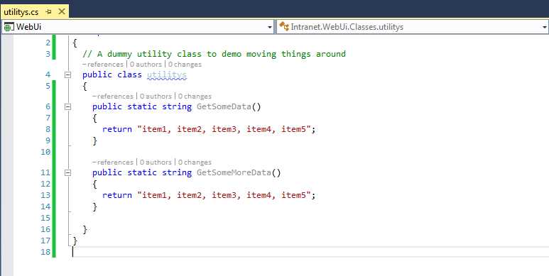 Demo class in our web project to refactor