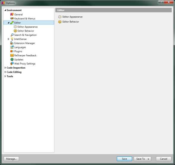 Initial Editor options
