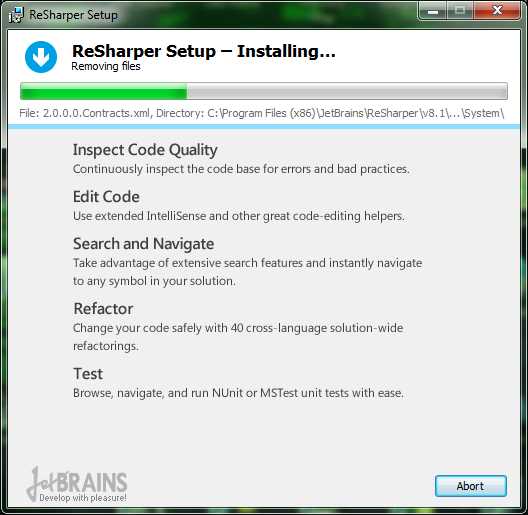 Installer progress screen