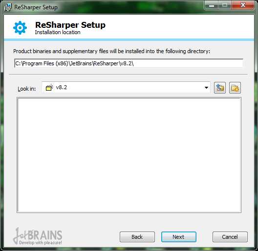 Installer screen requesting save location