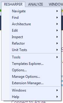 Main R# Visual Studio menu
