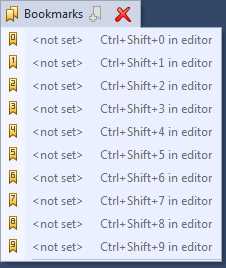 R# Bookmarks pop-up menu