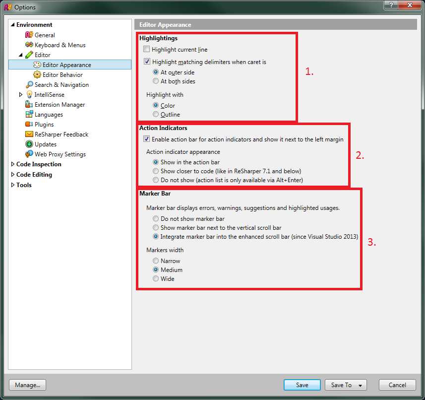 R# Editor Appearance options