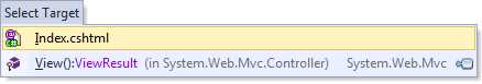 R# F12 menu on an MVC View keyword