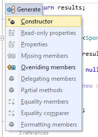 R# Generate Code menu