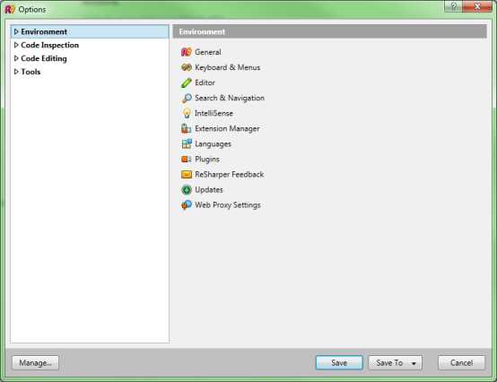 R# initial options window