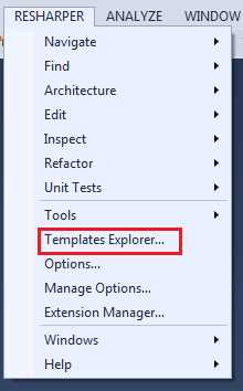R# Templates Explorer menu