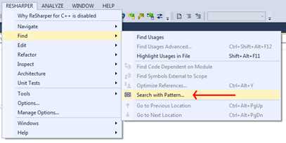 R# v9 now supports Regex pattern-based searches