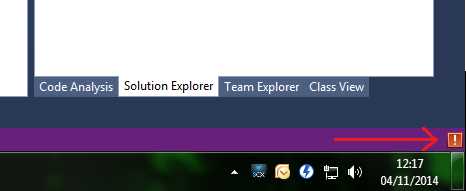 Status warning showing that R# had some issues