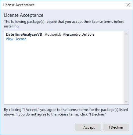 Accepting the package’s license agreement