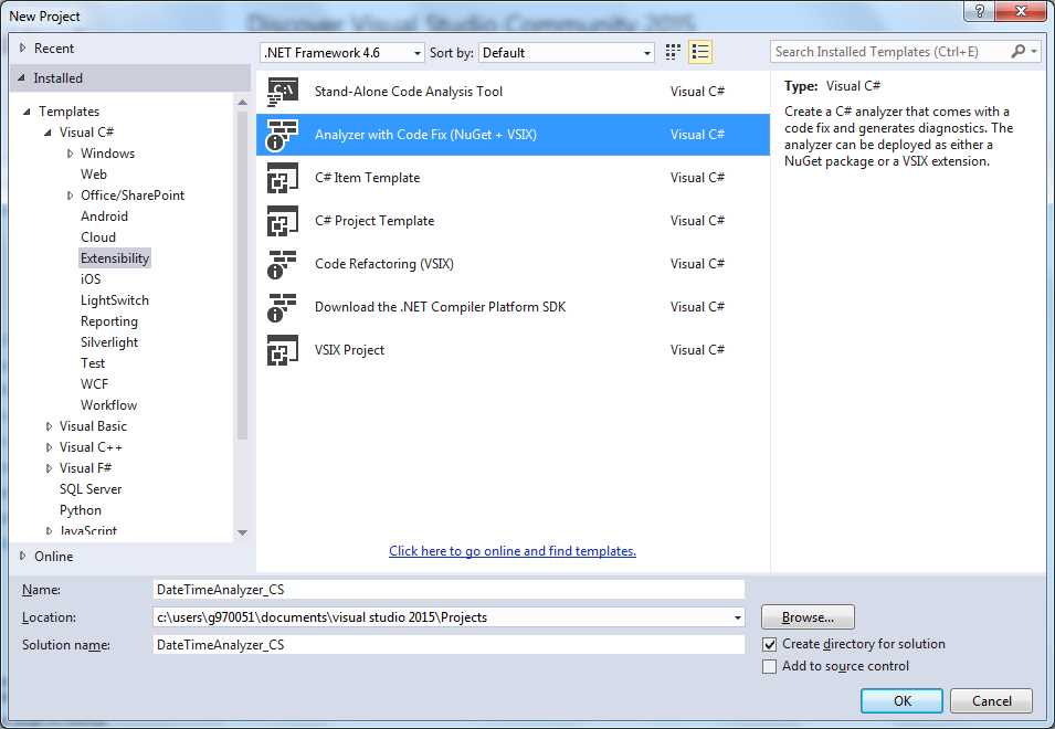 Creating an analyzer project