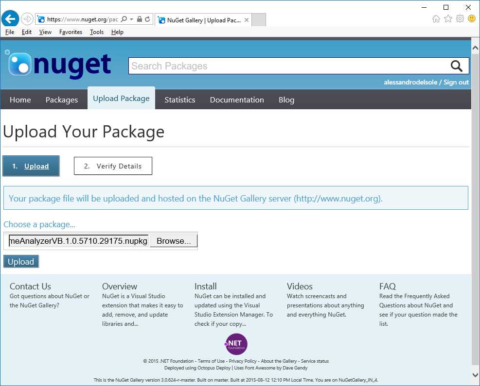 Uploading a NuGet package