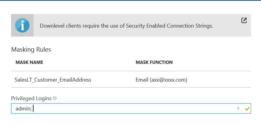 Adding the Privileged login for masking rule
