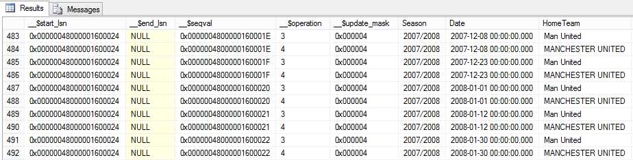 Changes tracked in shadow table