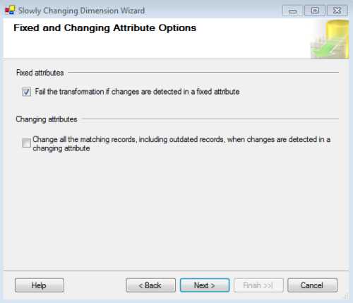 Configuring the behavior when changes are detected in non-changing attributes
