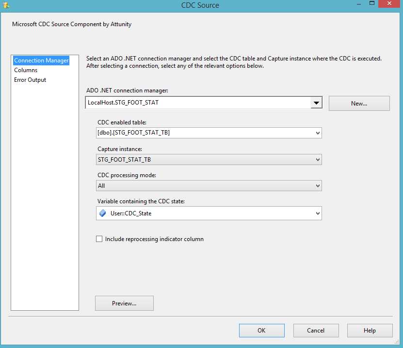Configuring the CDC source