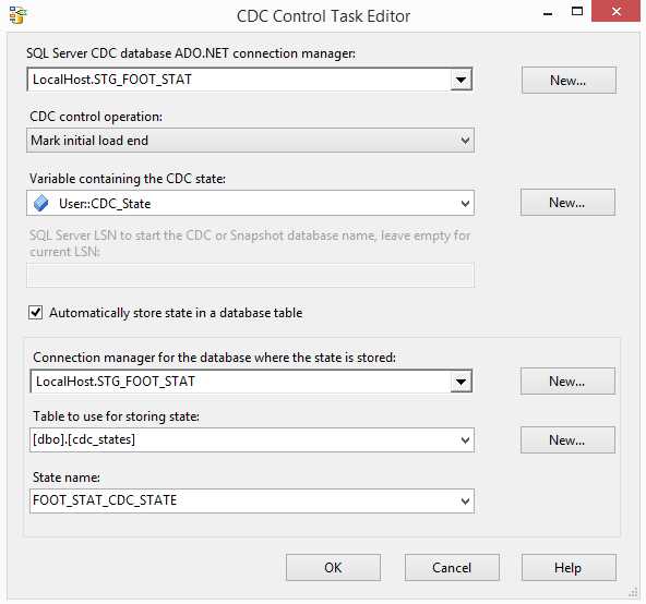 Configuring the Mark initial load end CDC Control task