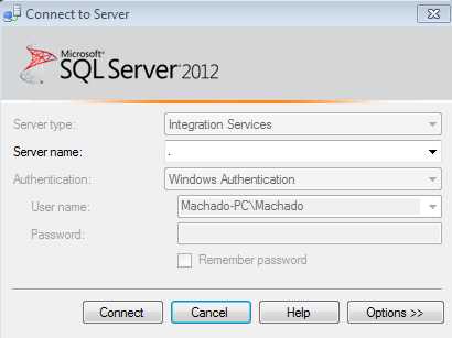 Connecting to SSIS 2012