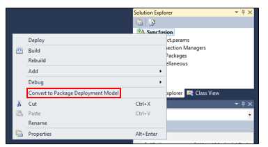 Convert to Package Deployment Model option