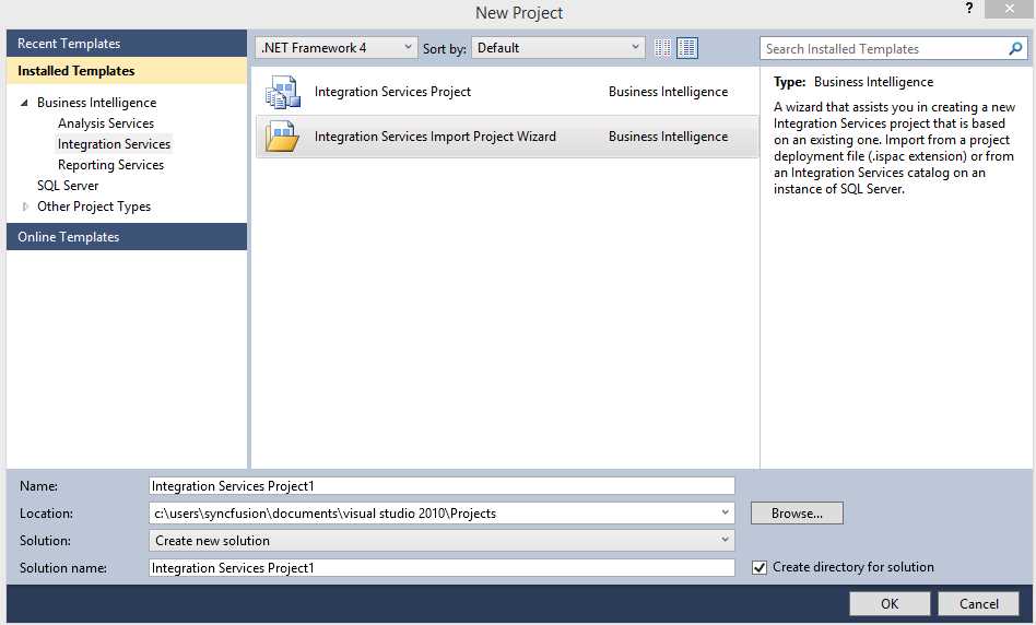 New Integration Services Project