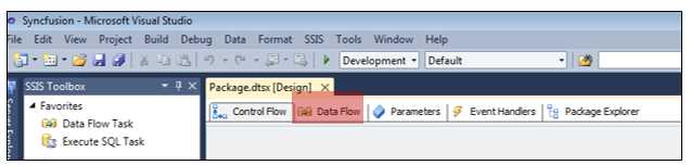 Opening the data flow designer
