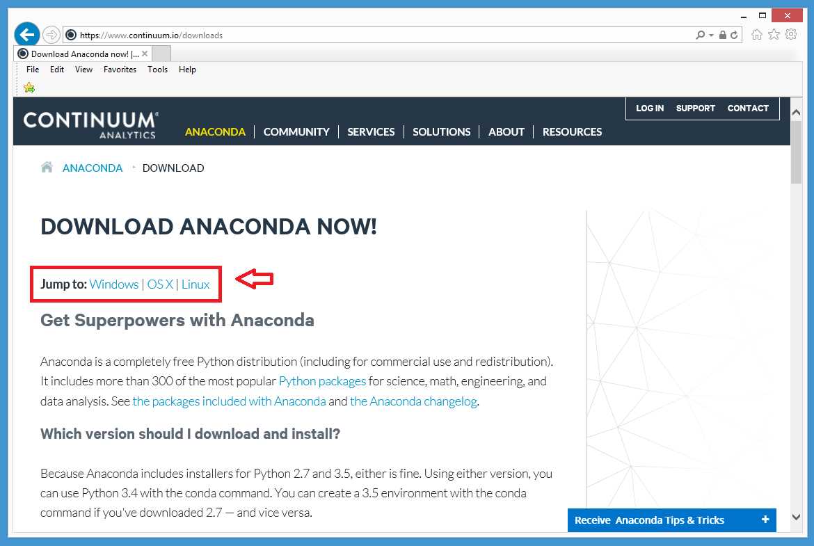 The Anaconda Download Site