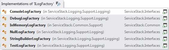 Built-in logging factories