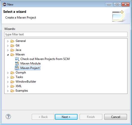 Choose Maven Project.
