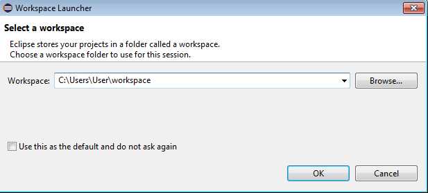 Choose workspace directory.