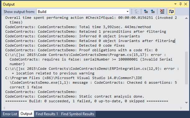 Visual Studio Output Window