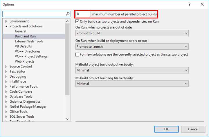 Visual Studio Parallel Builds Option