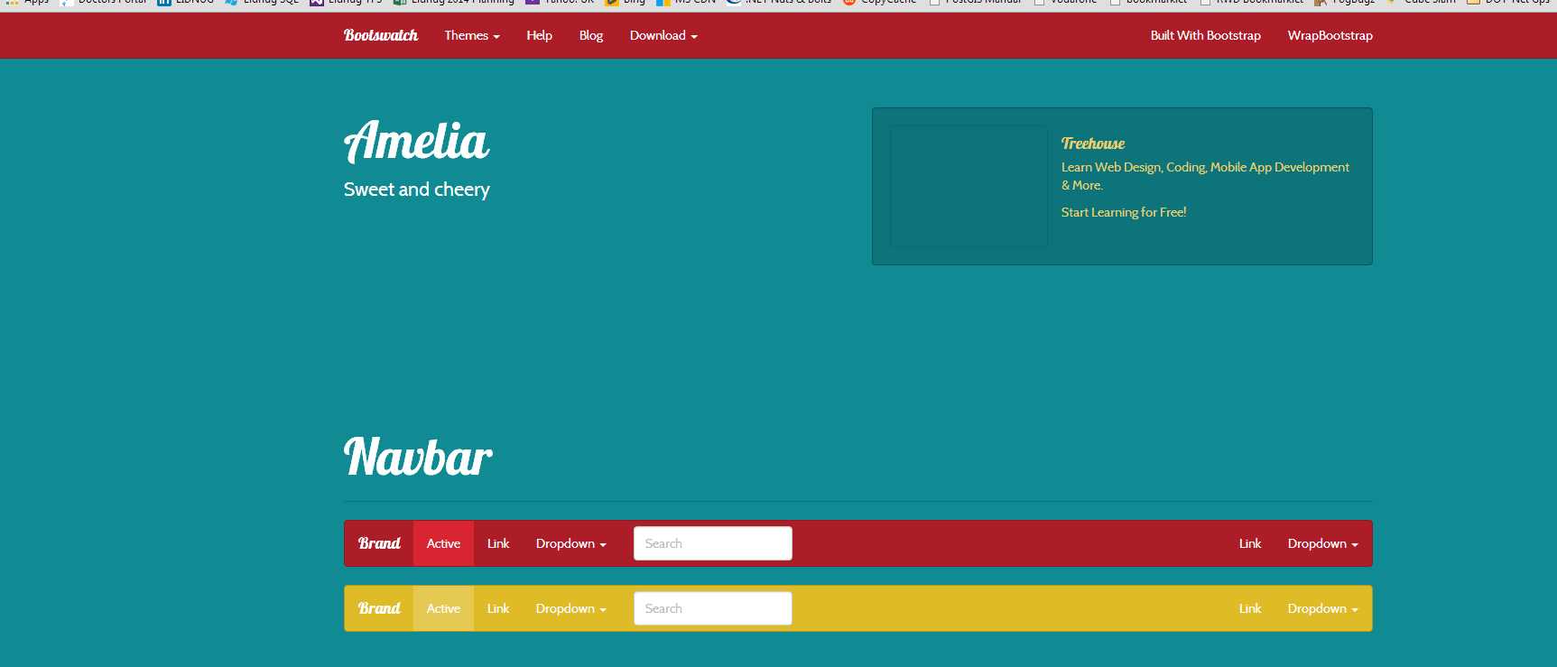 Screen shot of the sweet and cherry theme from Bootswatch.com