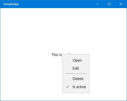 A MenuFlyout control.